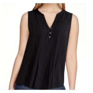 Black Sleeveless Pintuck Top